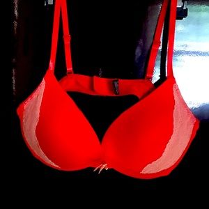 Red with lace bra
